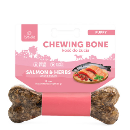 Pokusa kość do żucia Chewing Bone Puppy kość z dodatkiem łososia z ziołami kość 12 cm