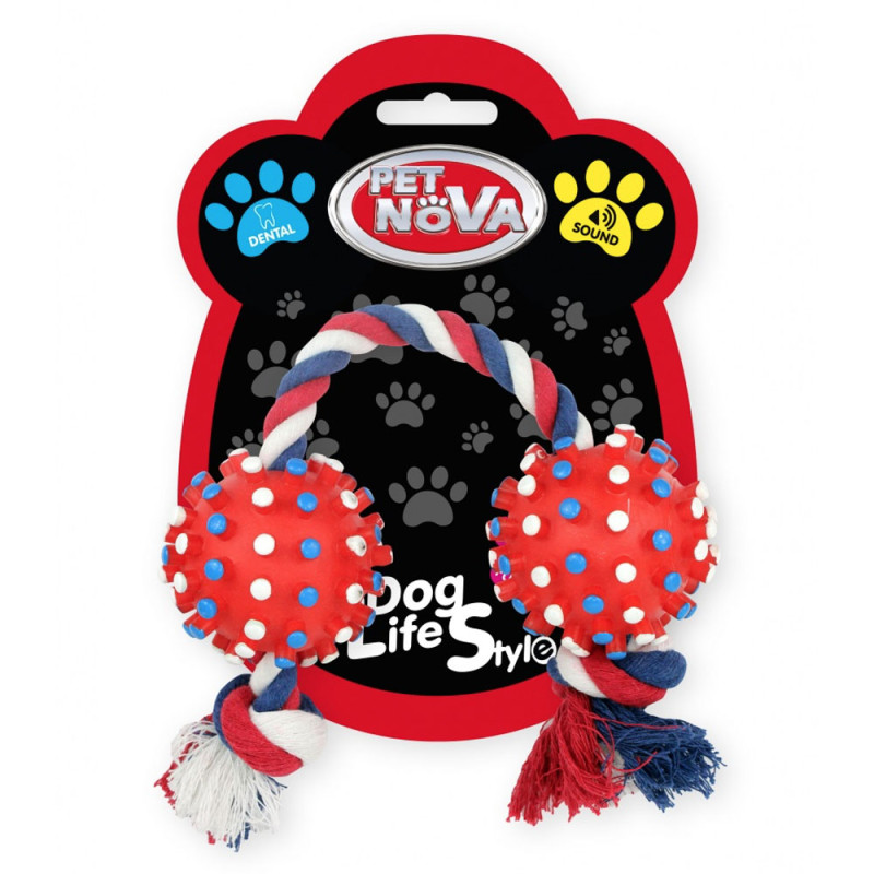 Pet Nova Dwie Piłki Jeż na Sznurku 50 cm