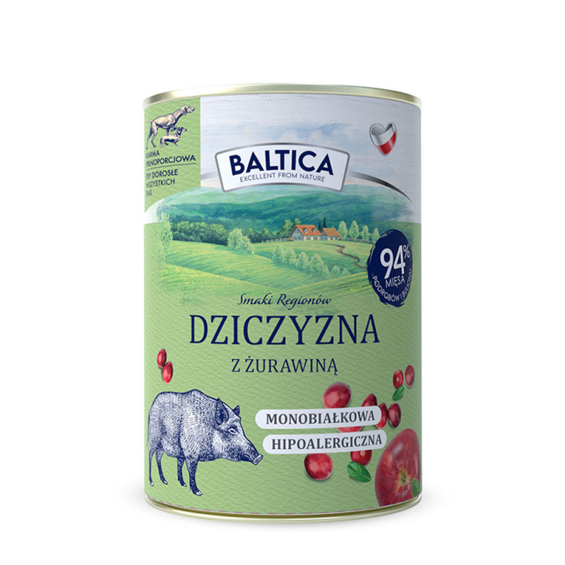 Baltica mokra karma dla psów Dziczyzna z żurawiną 400g