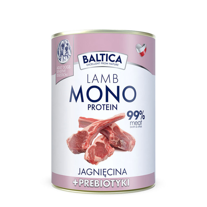 Baltica mokra karma dla psów Monoproteinowa Jagnięcina z prebiotykami 400g