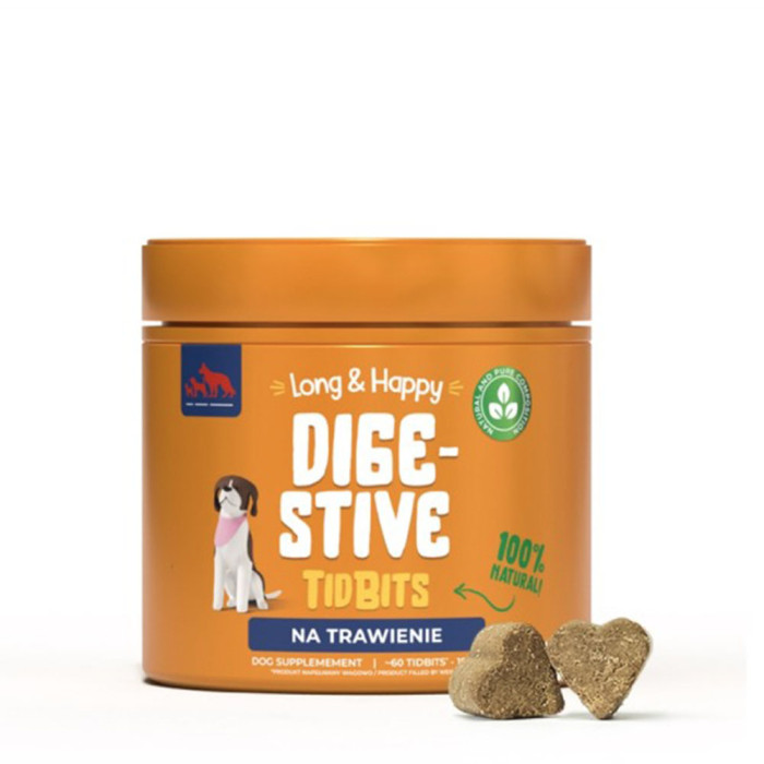 Long & Happy TidBit Digestive suplement diety na trawienie dla psów 180g