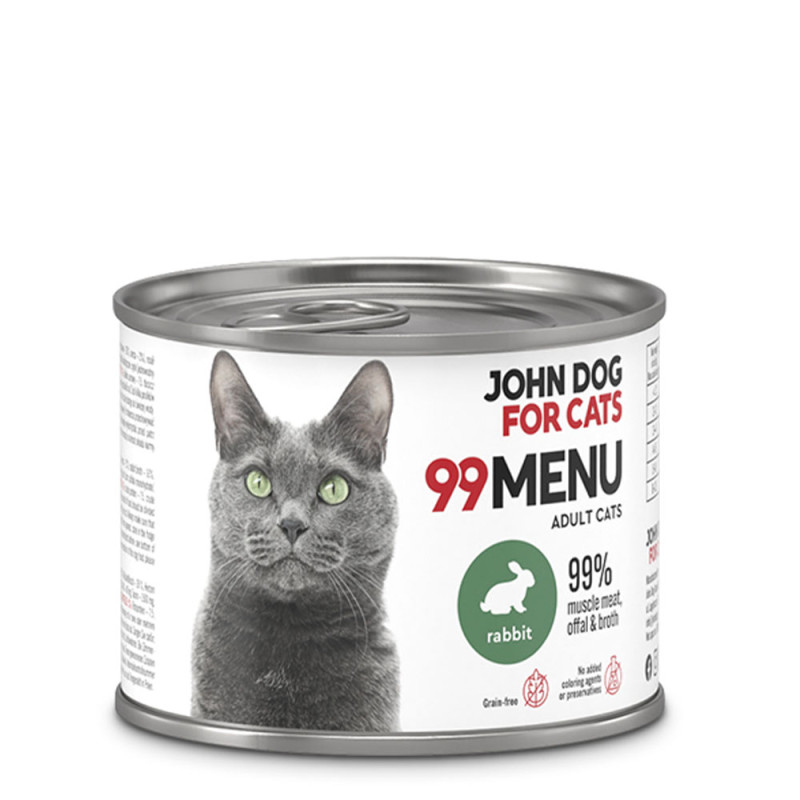 John Dog for Cats 99 Menu mokra karma dla kotów Królik 200g