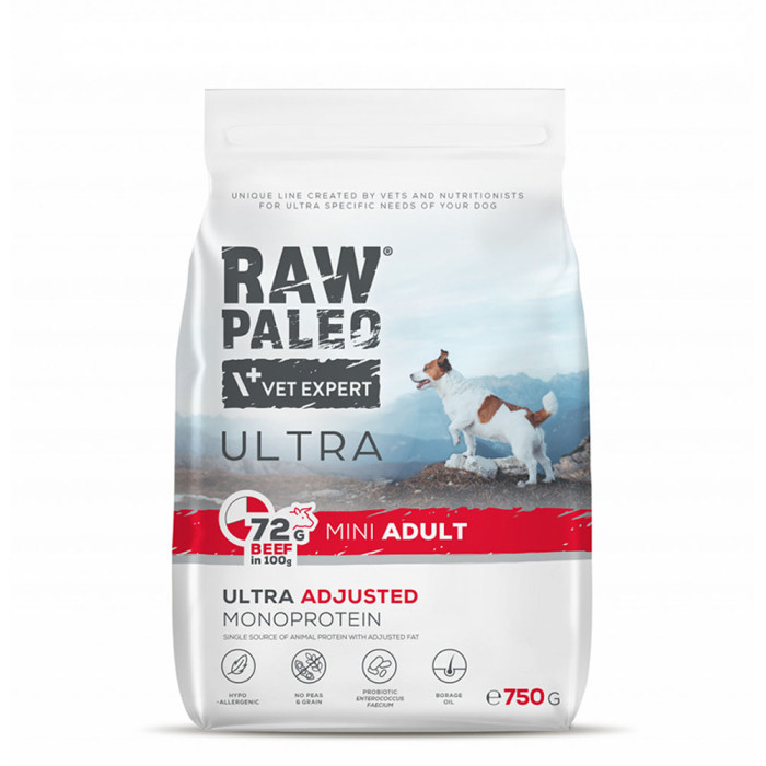 Raw Paleo Ultra Mini sucha karma dla psa WOŁOWINA 750g