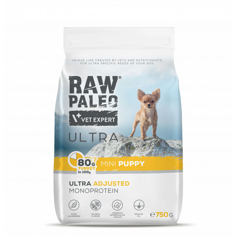 Raw Paleo Ultra Mini Junior sucha karma dla szczeniąt INDYK 750g