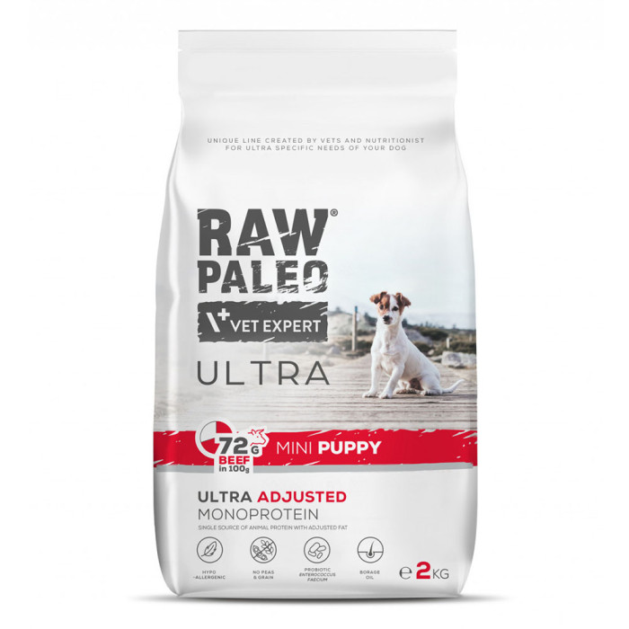 Raw Paleo Ultra Mini Junior sucha karma dla szczeniąt WOŁOWINA 2kg