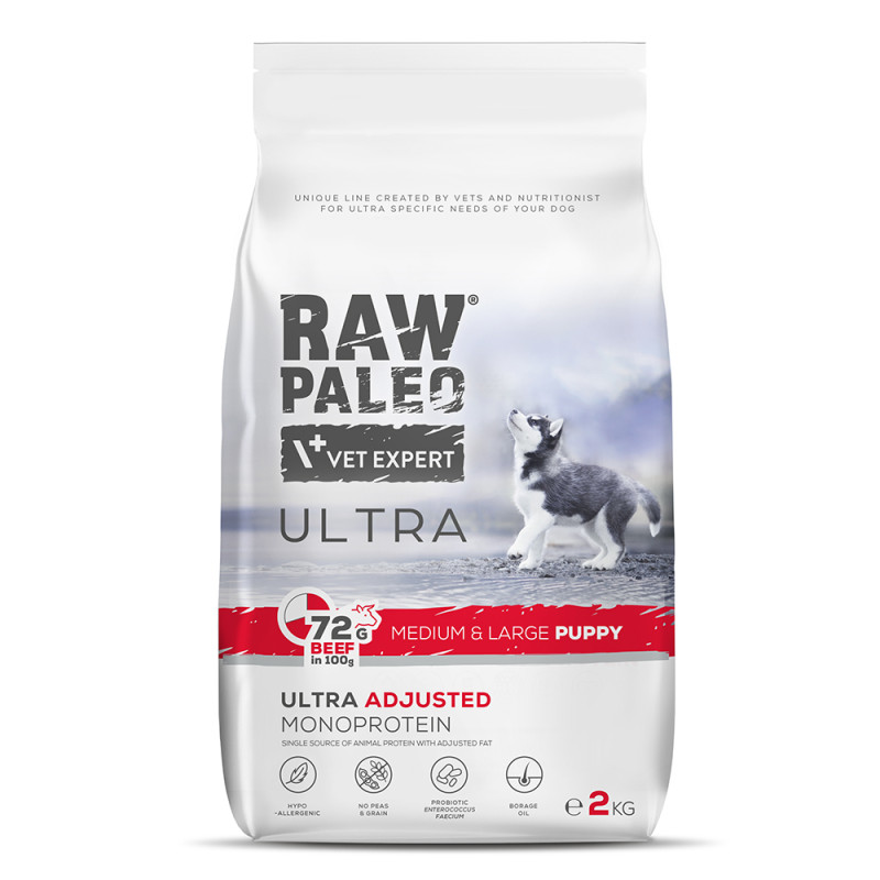 Raw Paleo Ultra Junior sucha karma dla szczeniąt średni/duży WOŁOWINA 2kg