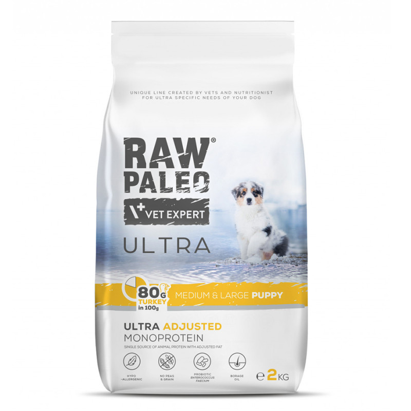 Raw Paleo Ultra Junior sucha karma dla szczeniąt średni/duży INDYK 2kg