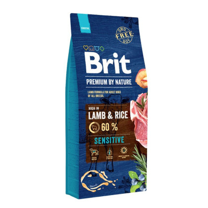 Brit Premium By Nature Adult Sensitive sucha karma dla psa jagnięcina z ryżem 15kg