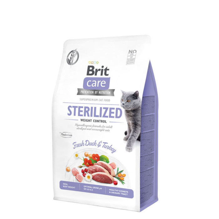 Brit Care Cat Grain-Free Sterilized Weight Control Kaczka z Indykiem 400g