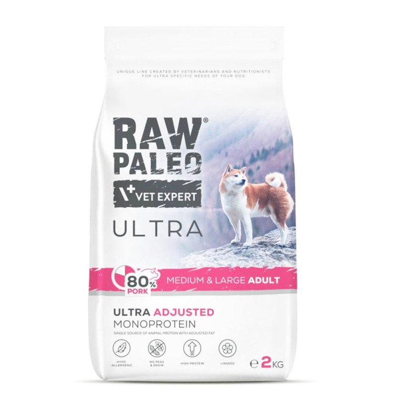 Raw Paleo Ultra Adult sucha karma dla psa średni/duży Wieprzowina 2kg