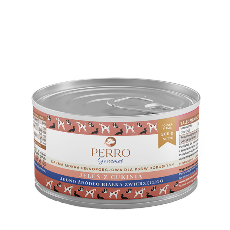 Perro Gourmet mokra karma dla psa Jeleń z Cukinią 200g