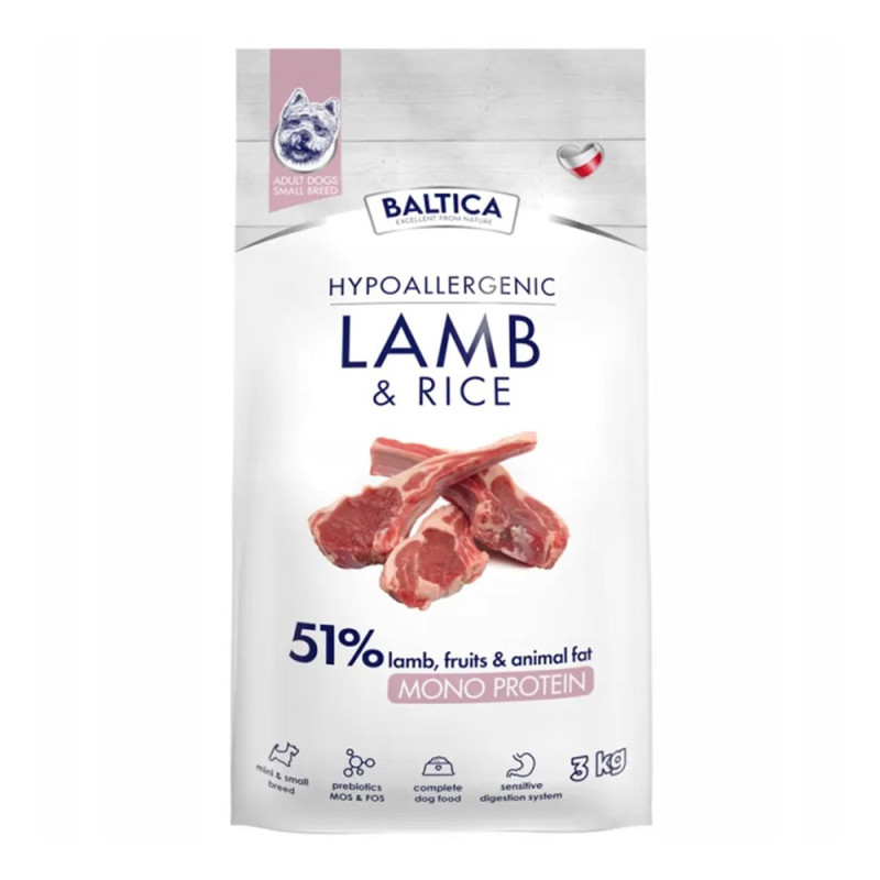 Baltica Adult Lamb & Rice karma z jagnięciną dla psów dorosłych ras małych 3kg