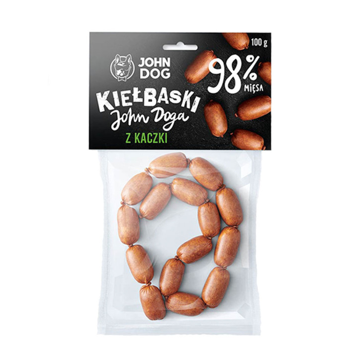 John Dog przysmak dla psa Kiełbaski Kaczka 100g