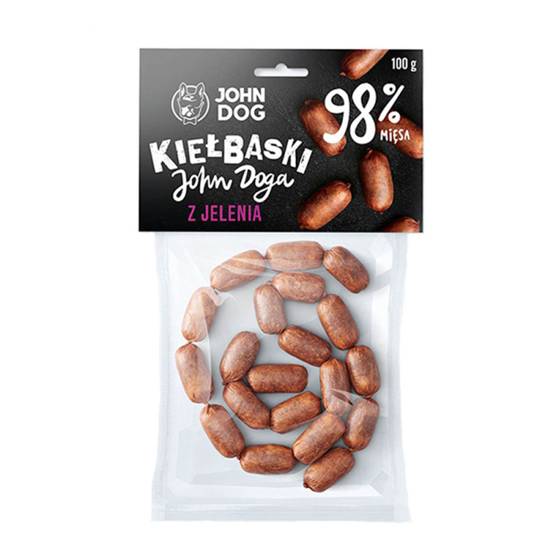 John Dog przysmak dla psa Kiełbaski Jeleń 100g