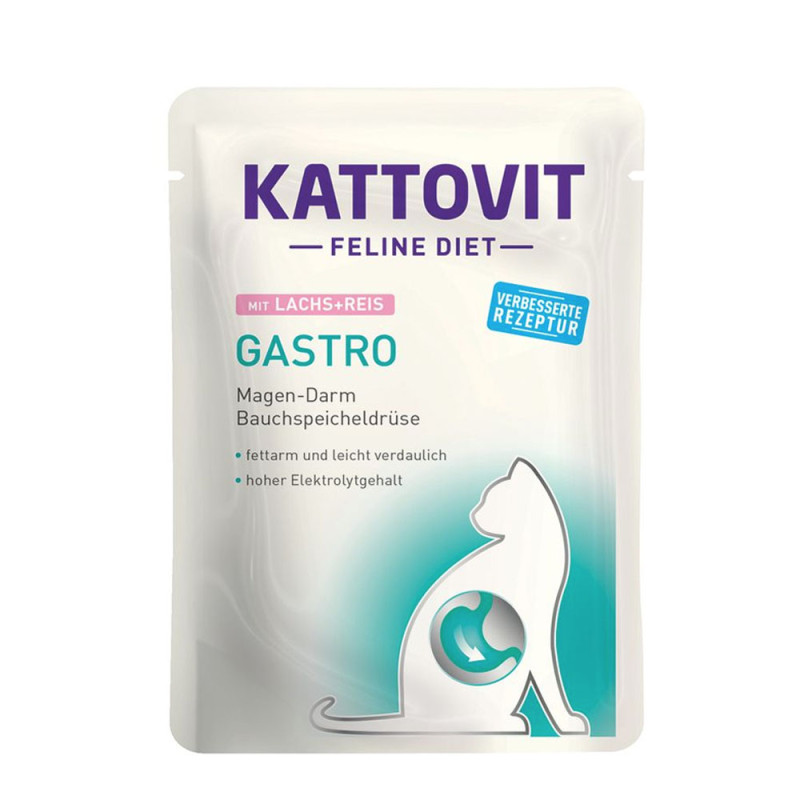Kattovit Gastro Łosoś z ryżem dla kota saszetka 85g