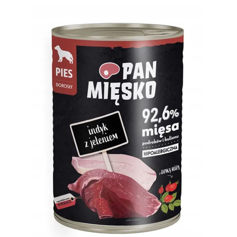 Pan Mięsko Indyk Z Jeleniem 400g Pełnoporcjowa Karma Mokra Dla Psa