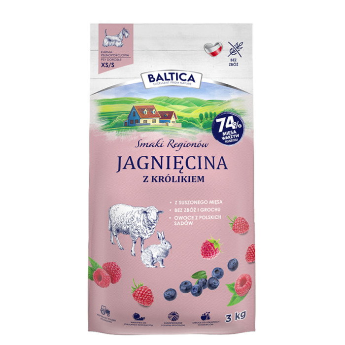 Baltica Adult Jagniecina z Królikiem rasy XS/S 3 kg
