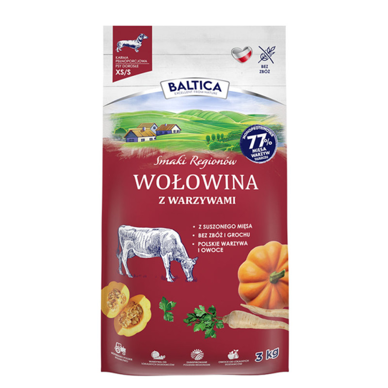 Baltica Adult Wołowina z Warzywami rasy XS/S 3 kg