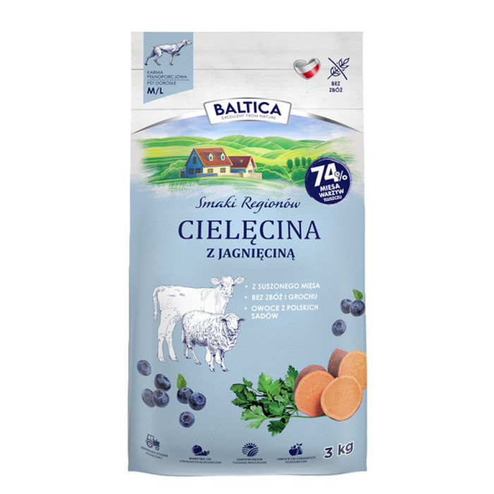 Baltica Adult Cielęcina z Jagnięciną karma dla psów średnich ras 3 kg