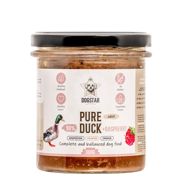 Dogstar Pure Kaczka z malinami i marchewką mokra karma dla psa 300g