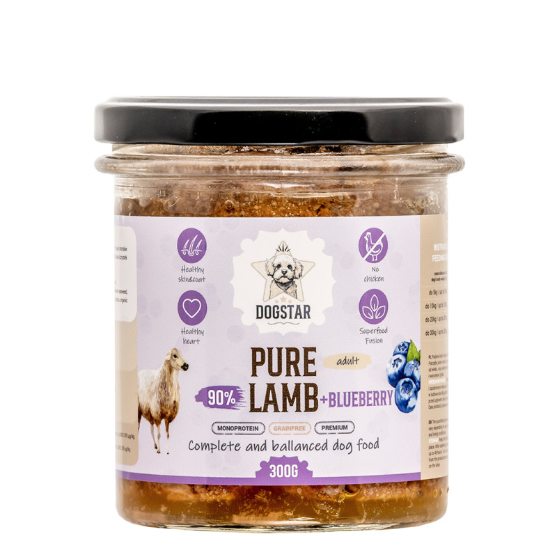 Dogstar Pure Jagnięcina z borówkami mokra karma dla psa 300g