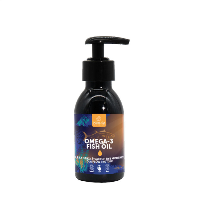 Pokusa Omega-3 Fish Oil Olej z dziko żyjących ryb morskich dla psów i kotów 100ml