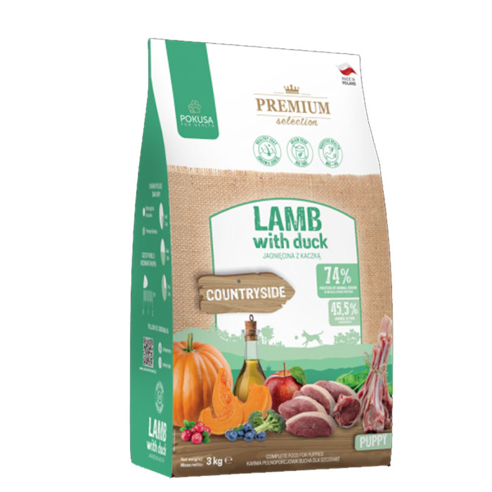 Pokusa Premium Selection - karma sucha jagnięcina z kaczką dla szczeniąt 3 kg