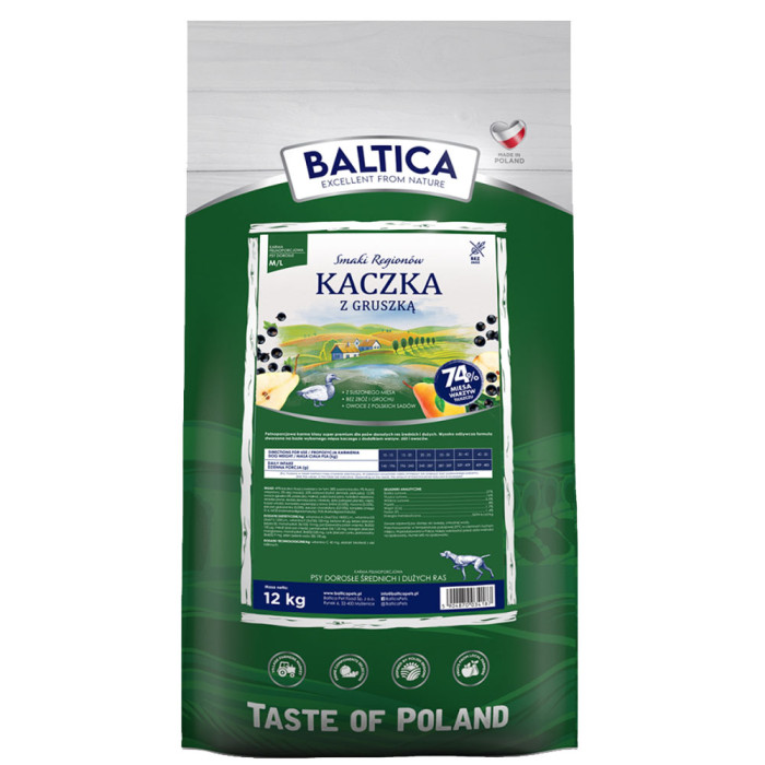 Baltica Adult Kaczka z gruszką dla psów ras średnich i dużych 12 kg