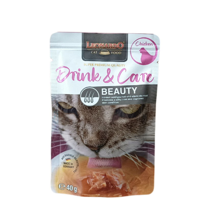 Leonardo Drink Beauty dodatek do karmy dla kotów kurczak 40g