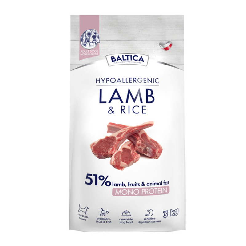 Baltica Adult Lamb & Rice karma z jagnięciną dla psów dorosłych ras średnich 3kg