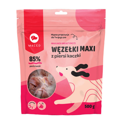 Maced Węzełki Maxi z piersi kaczki 12,5 cm przysmak dla psów 500g