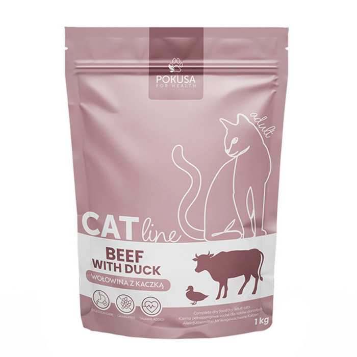 Pokusa CatLine Wołowina Z Kaczką 1kg - karma sucha dla kotów