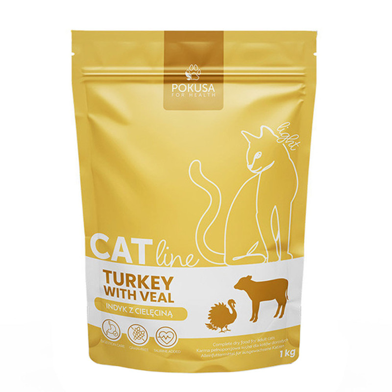 Pokusa CatLine Indyk Z Cielęciną 1kg - karma sucha dla kotów