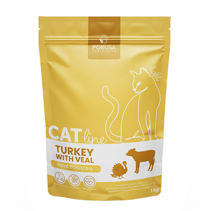Pokusa CatLine Indyk Z Cielęciną 1kg - karma sucha dla kotów