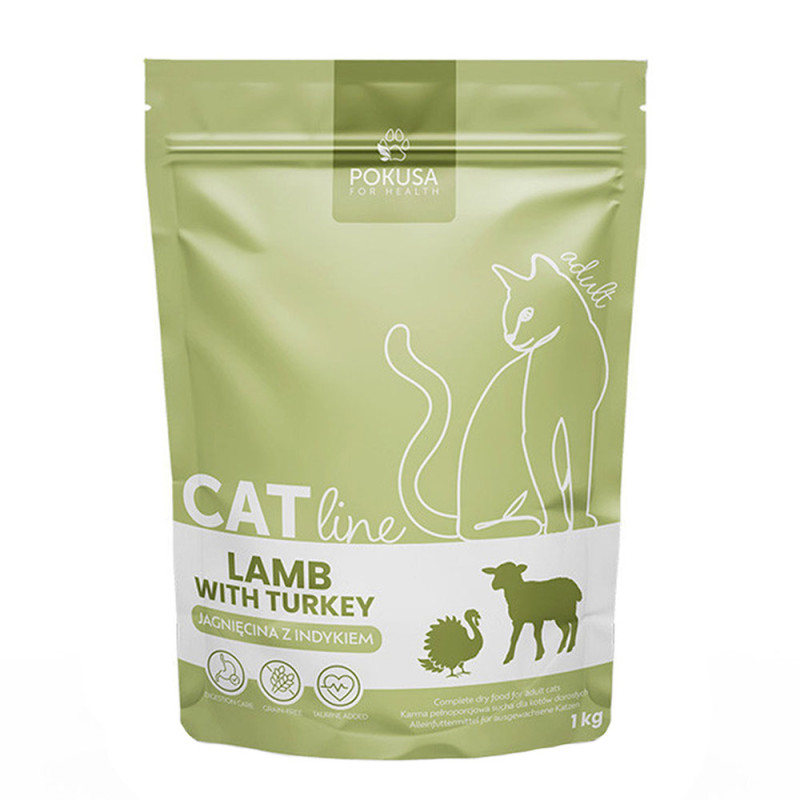 Pokusa CatLine Jagnięcina Z Indykiem 1kg - karma sucha dla kotów