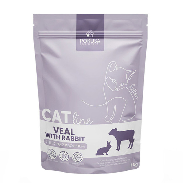 Pokusa CatLine Cielęcina Z Królikiem 1kg - karma sucha dla kociąt