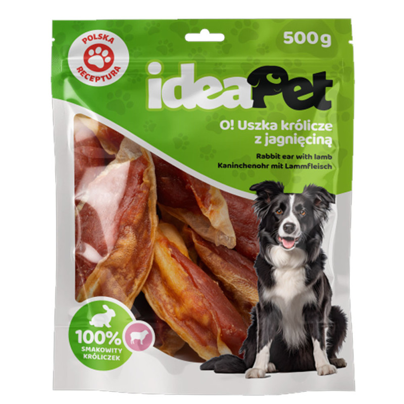 IdeaPet Uszka królicze z jagnięciną przysmak dla psa 500g
