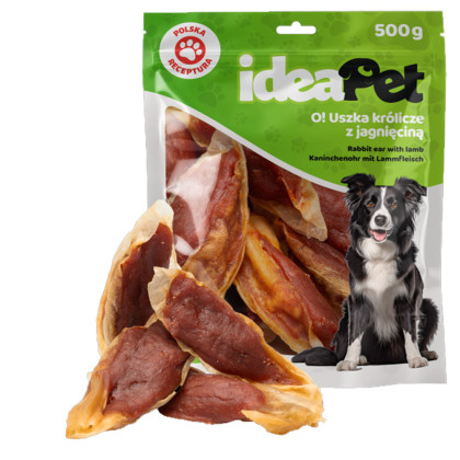 IdeaPet Uszka królicze z jagnięciną przysmak dla psa 500g