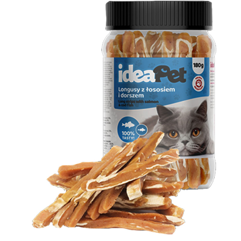IdeaPet Longusy z łososiem i dorszem przysmak dla kota 180g