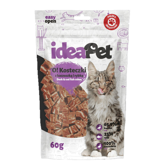 IdeaPet O! Kosteczki z kaczką i rybą przysmak dla kota 60g