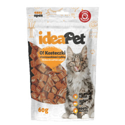 IdeaPet O! Kosteczki z kurczakiem i rybą przysmak dla kota 60g