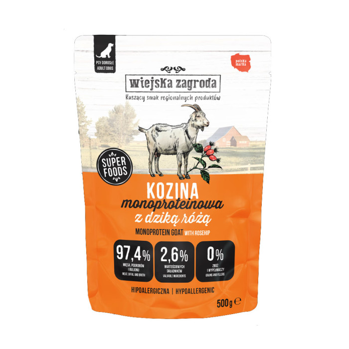 Wiejska Zagroda Monobiałkowa Kozina mokra karma dla psa 500g saszetka