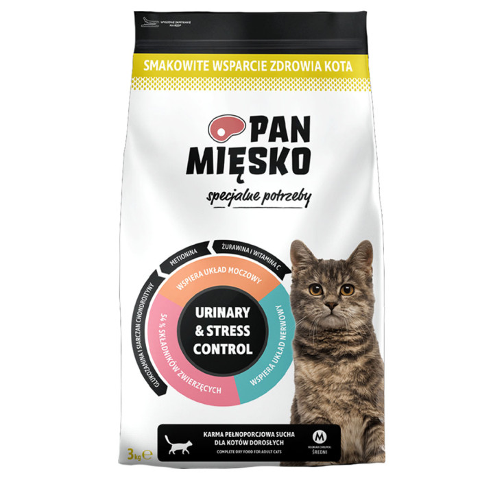 Pan Mięsko Urinary & Stress Control sucha karma dla kota 3kg