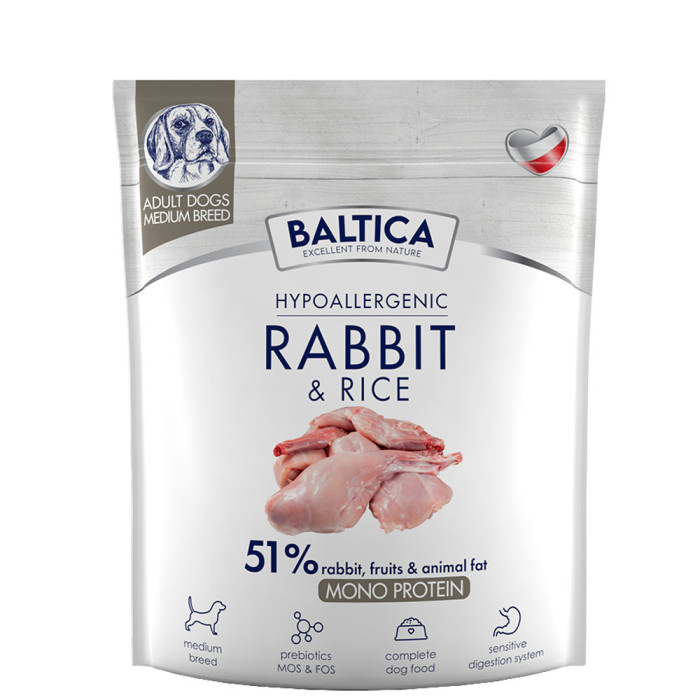 Baltica Adult Rabbit & Rice karma z królikiem dla psów dorosłych ras średnich 1kg