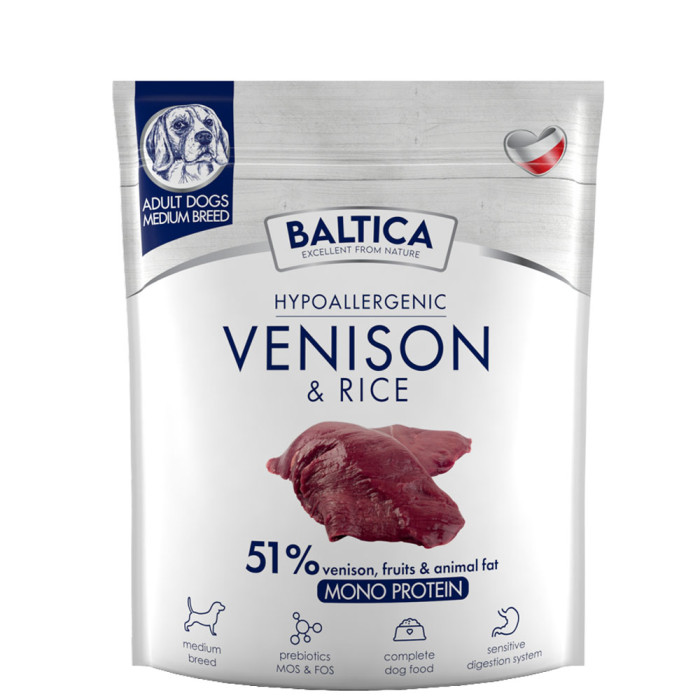 Baltica Adult Venison & Rice karma z dziczyzną dla psów dorosłych ras średnich 1kg