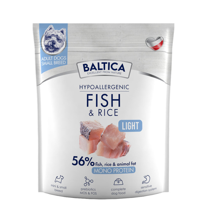 Baltica Adult Fish & Rice Light karma z rybą dla psów dorosłych ras małych 1kg