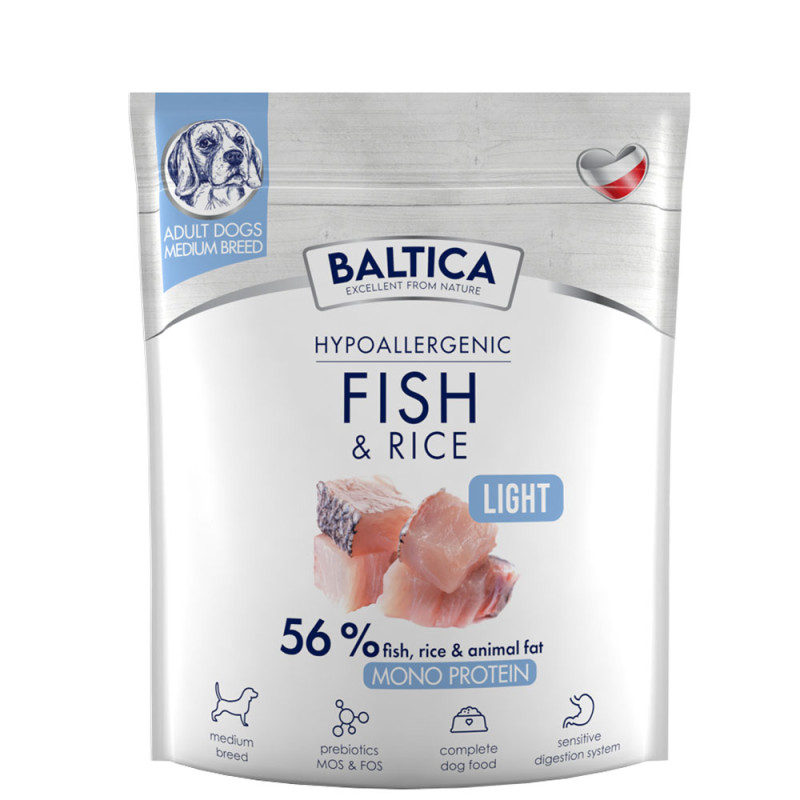 Baltica Adult Fish & Rice Light karma z rybą dla psów dorosłych ras średnich 1kg