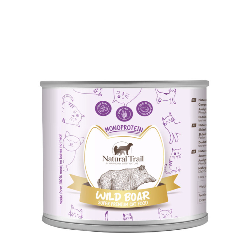 Natural Trail Dzik 185g - monobiałkowa karma mokra dla kotów