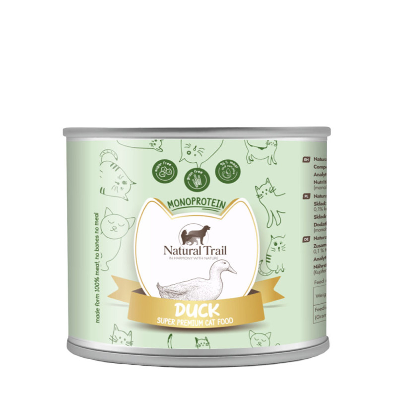 Natural Trail Kaczka 185g - monobiałkowa karma mokra dla kotów
