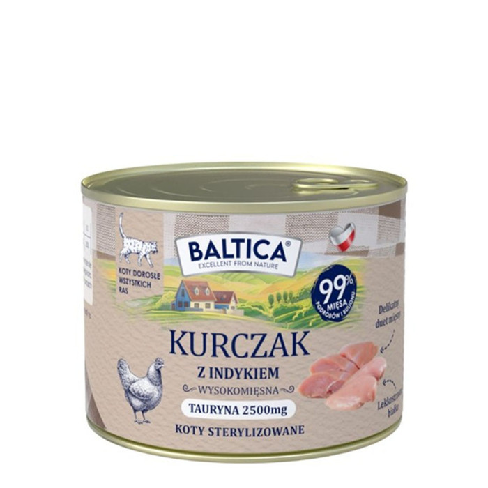 Baltica Kurczak z indykiem karma mokra dla kota 185g